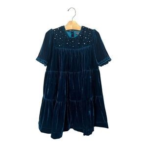 Velveteen Girls Velvet Dress Size 8 Tiered Embellished Modest Party Holiday